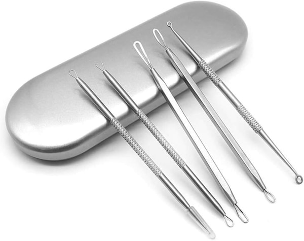 KAV Comedone Extractor Kit 5-Piece Blackhead Remover Tool Set with Storage Case