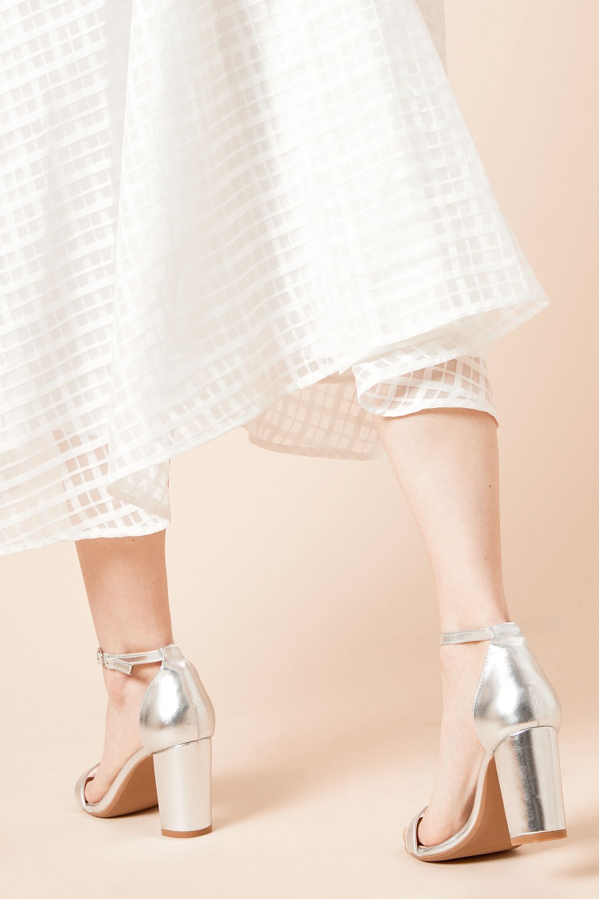 Dorothy Perkins Spark High Block Heel Sandals Silver image 4