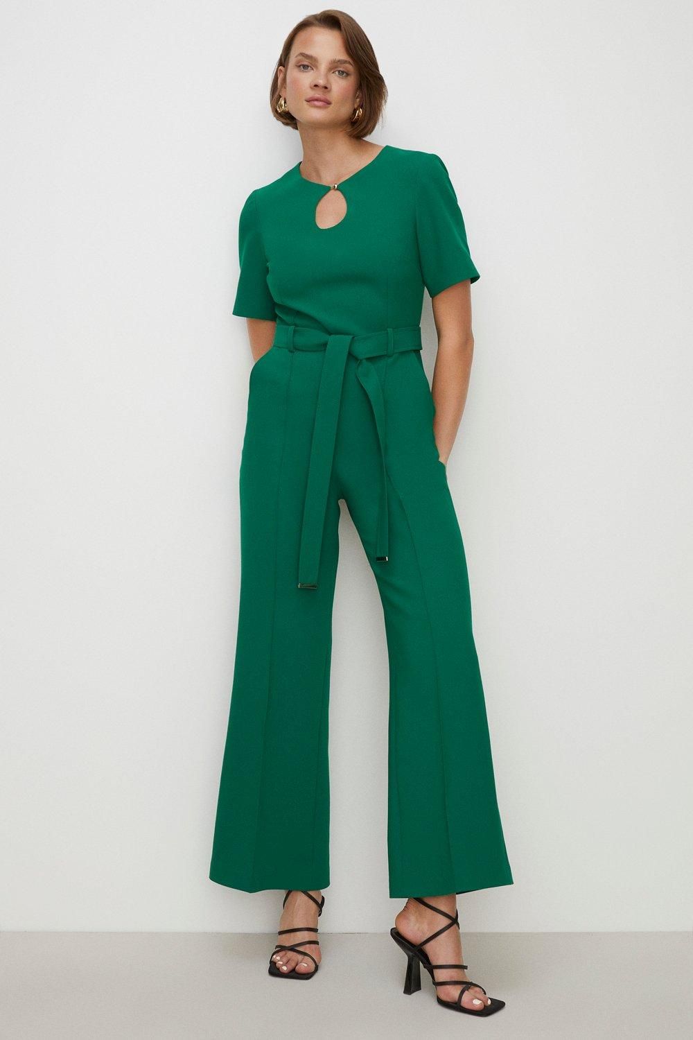 Oasis Premium Tailored Stretch Belted Jumpsuit Green image 1