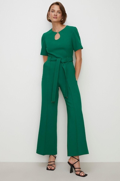 Oasis Premium Tailored Stretch Belted Jumpsuit Green