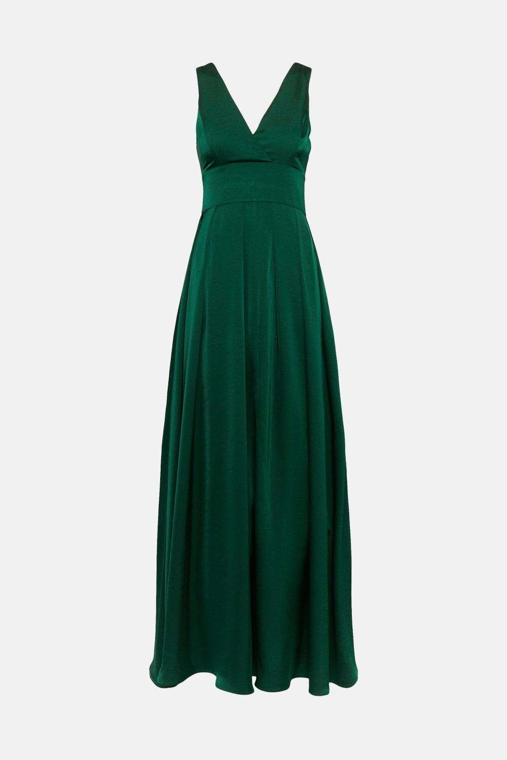 Coast Full Skirted Satin Bridesmaid Maxi Dress Green image 4