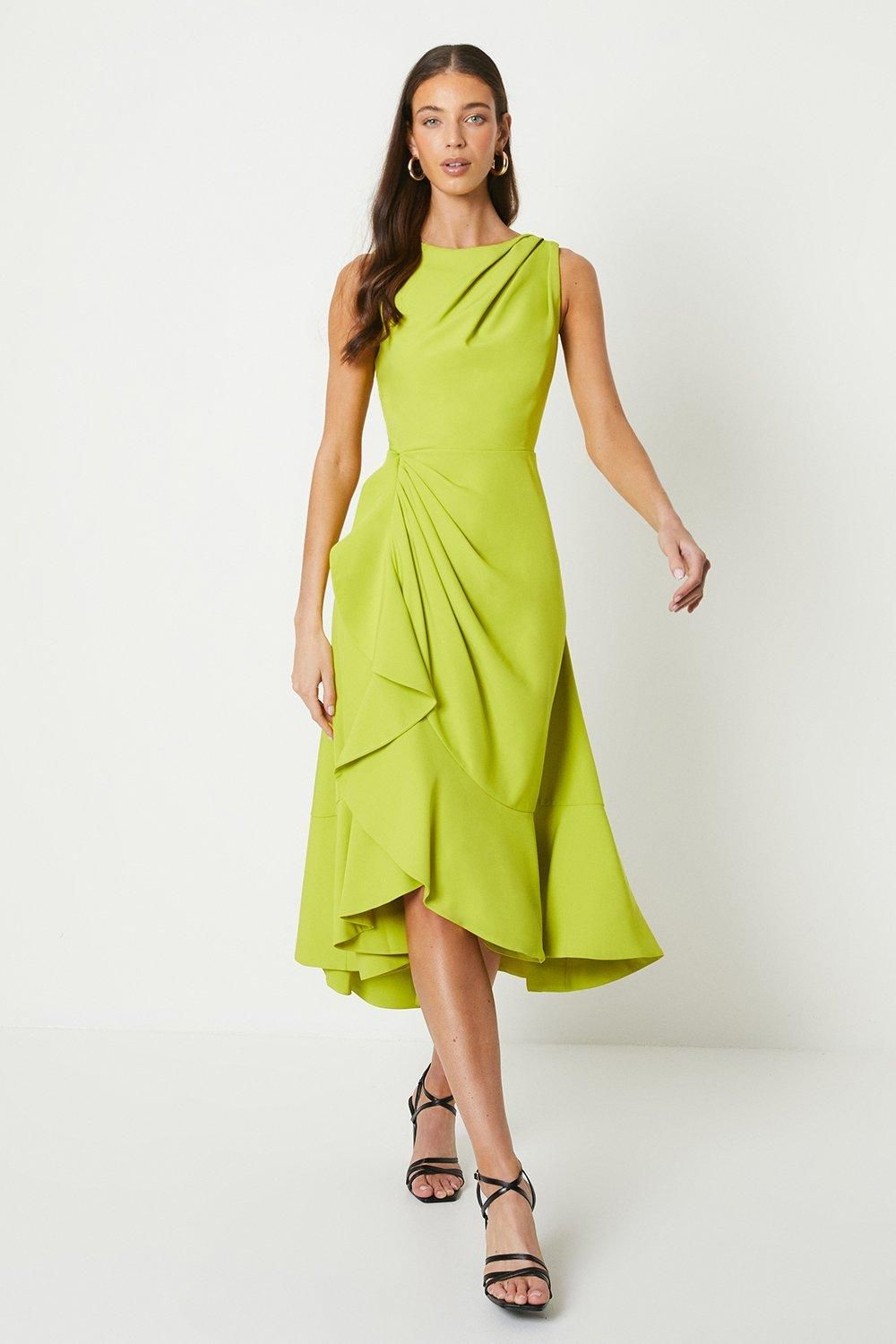 Coast Crepe Ruffle Dress With Low Back Lime image 1