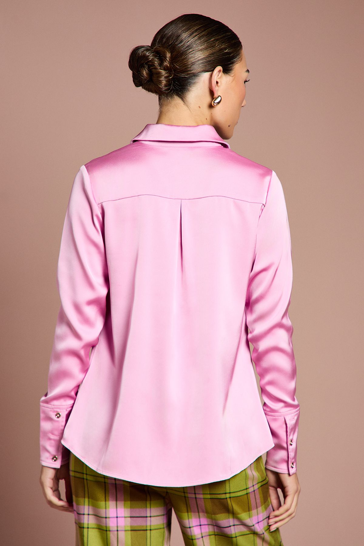 Coast Lisa Tan Long Sleeve Satin Shirt Pink image 3