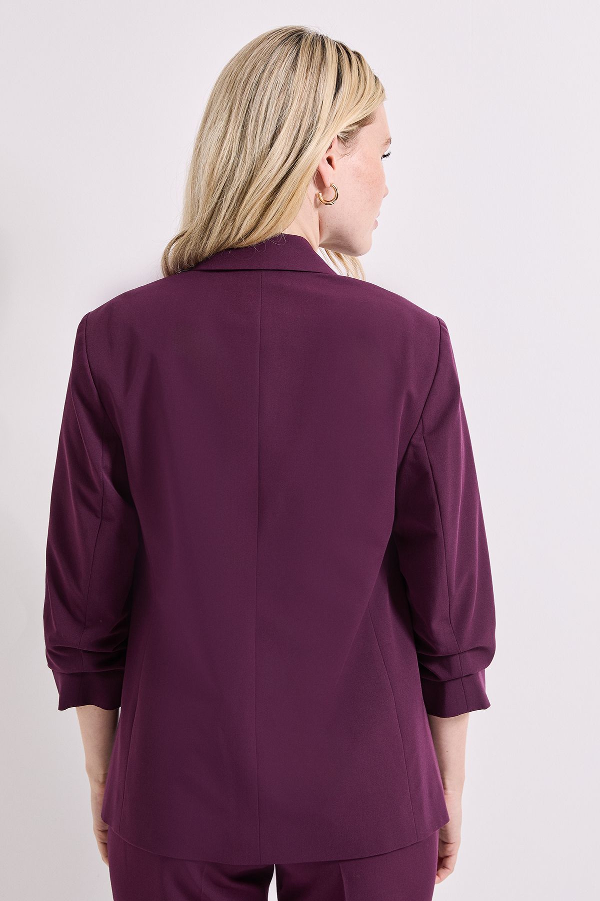 Dorothy Perkins Ruched Sleeve Blazer Plum image 3