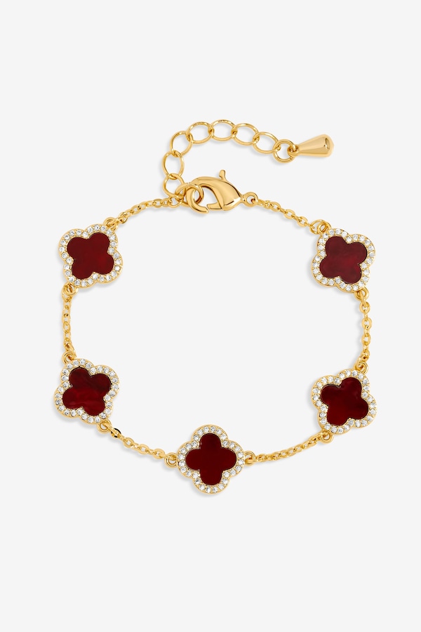 Jon Richard Gold Plated Carnelian Clover Bracelet