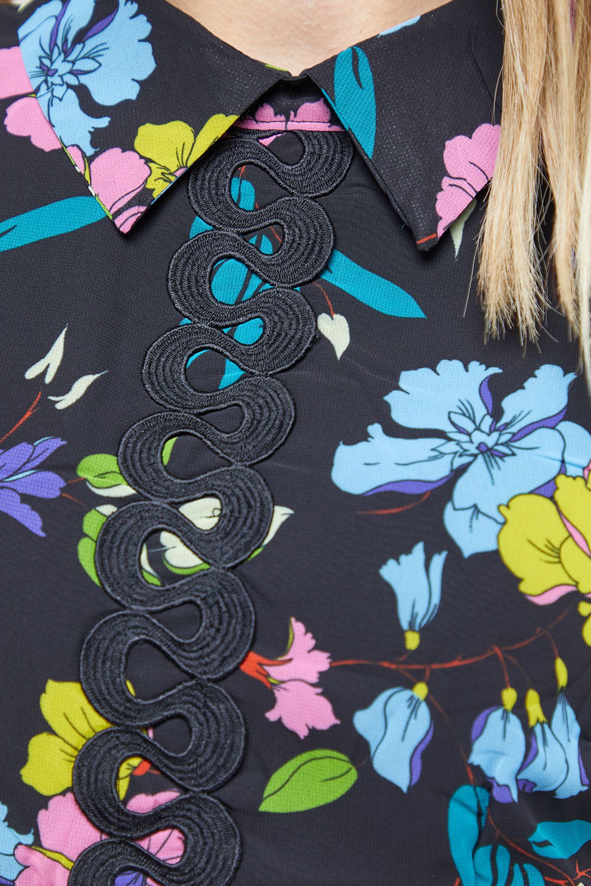 Oasis Point Collar Retro Mini Dress Multi image 5