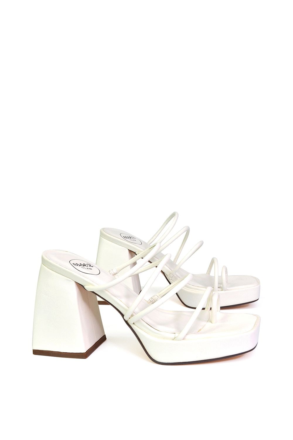 XY London 'Colt' Strappy Square Toe High Block Heel Platform Mule Sandals image 2