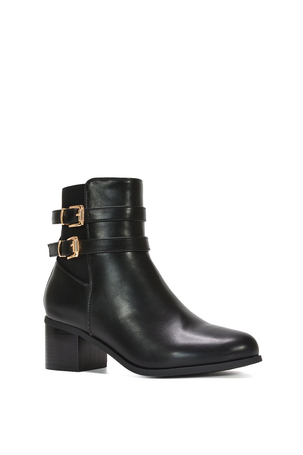 XY London 'Tabitha' Mid Block Heel Chelsea Boots With Buckles image 2