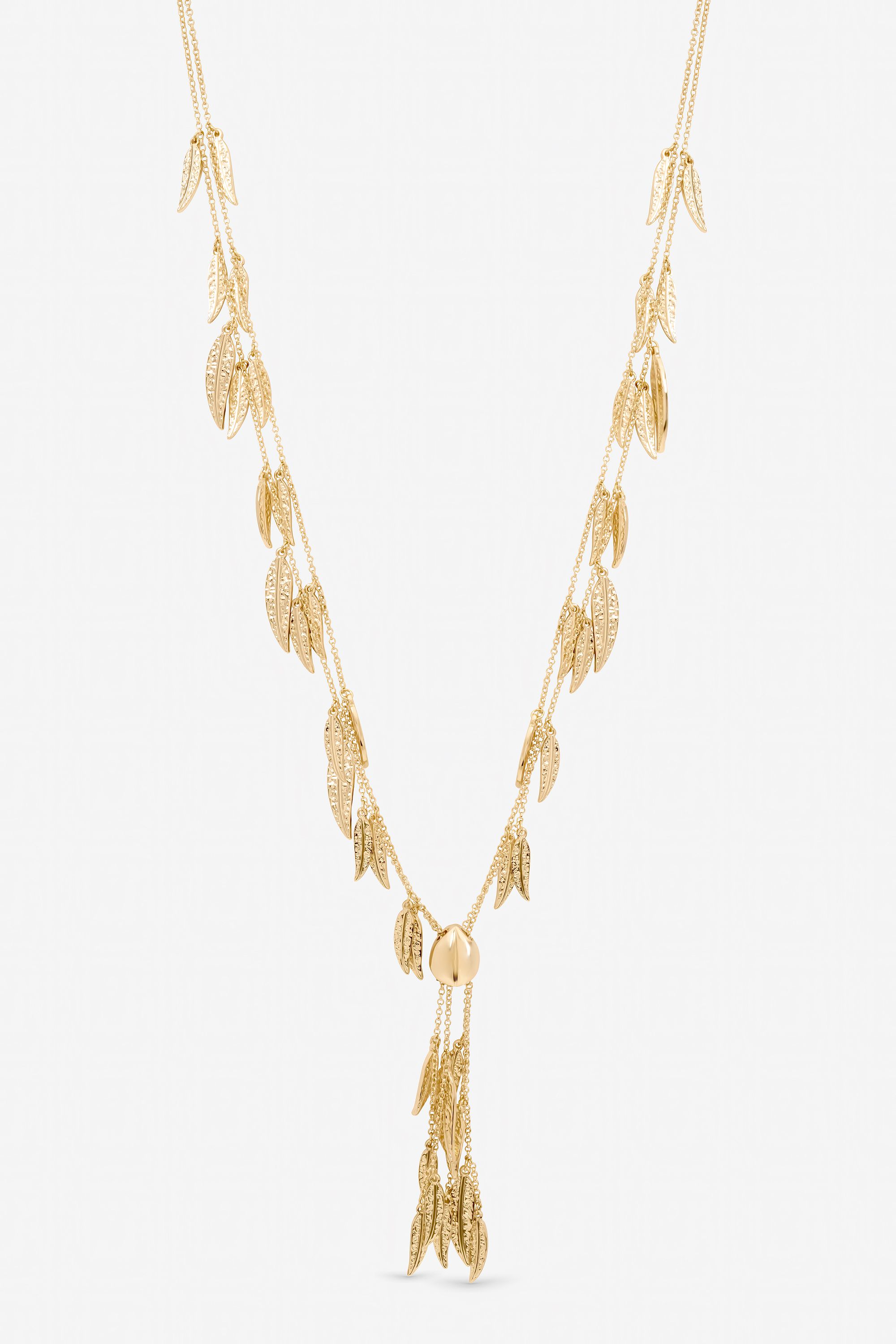 Mood Gold Plated Leaf Y Necklace image 1
