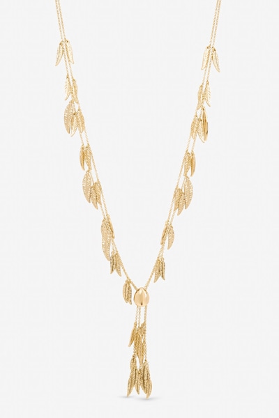 Mood Gold Plated Leaf Y Necklace