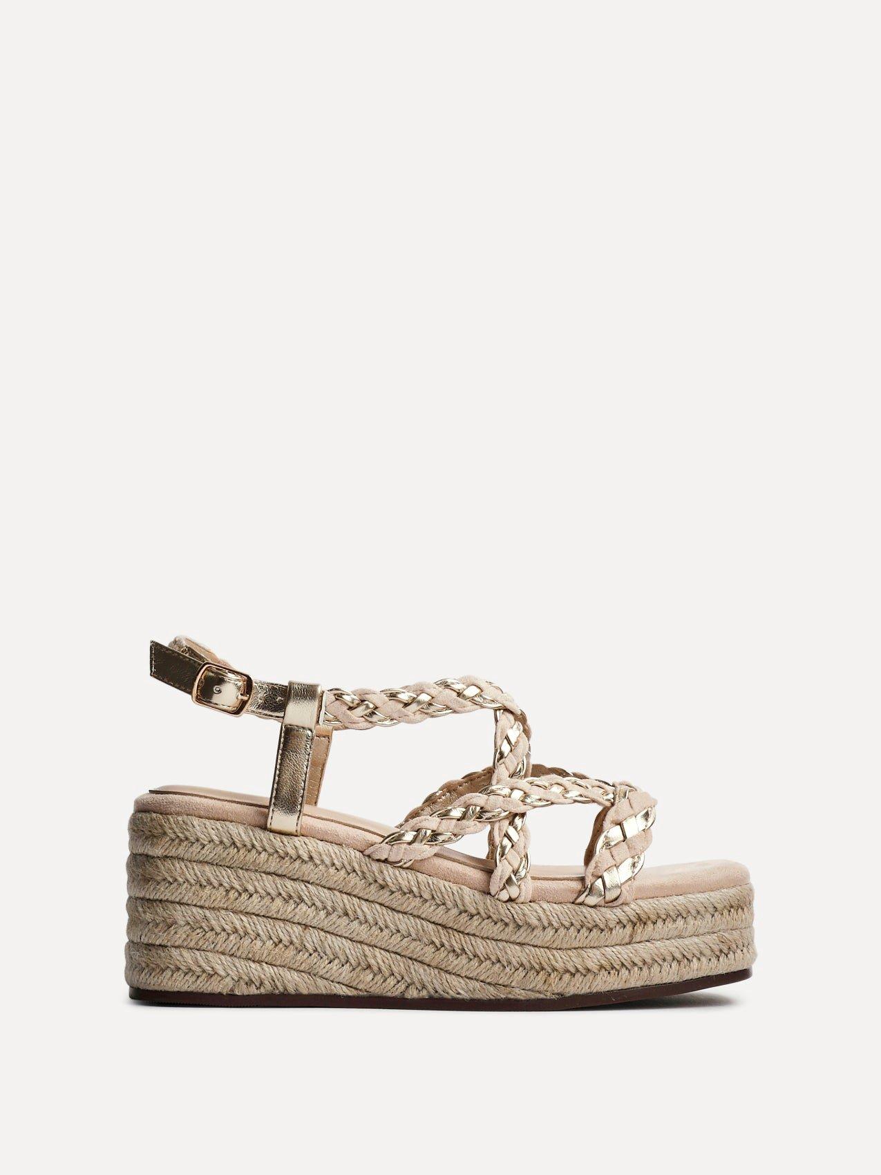 Linzi Nude Mimosa Nude Faux Suede Plaited Flatform Wedge PLT