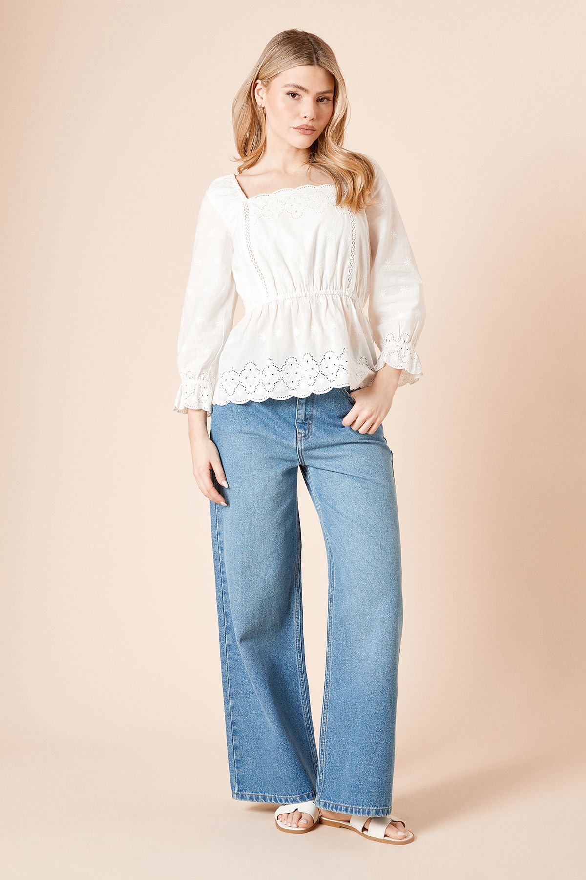 Dorothy Perkins Embroidered Long Sleeve Blouse White image 3