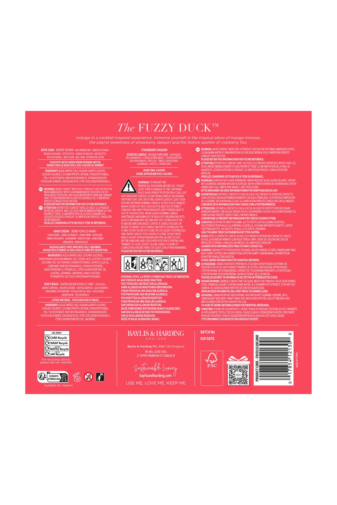 Baylis & Harding The Fuzzy Duck Cotswold Cocktails Luxury Candlelit Bathing Gift Set Multi image 8