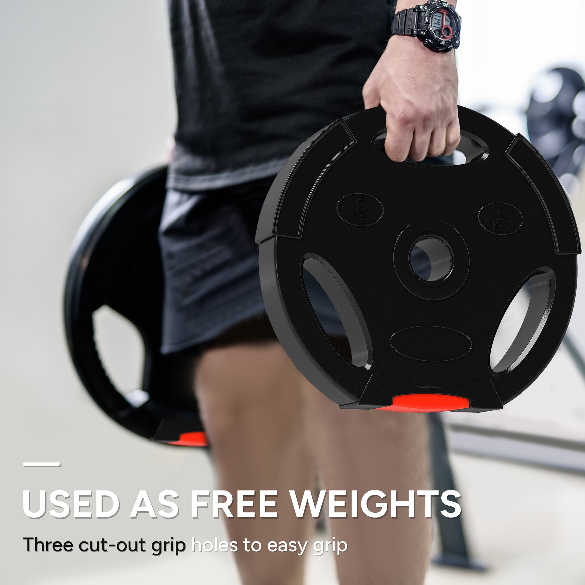 SPORTNOW Weight Plates Set for Home Gym, 2 x 7.5kg, 2 x 5kg, Black image 4