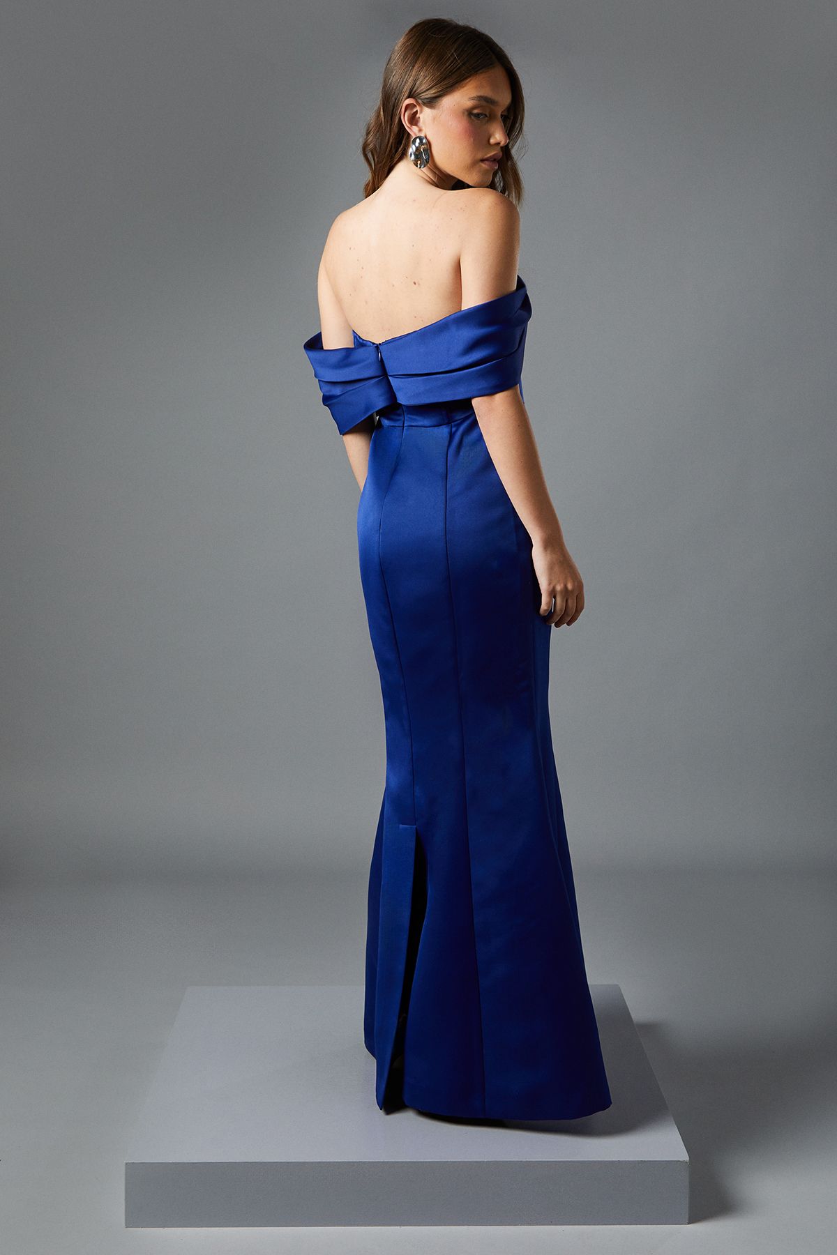 Coast Bardot Bow Effect Fishtail Maxi Occasion Dress Blue image 4