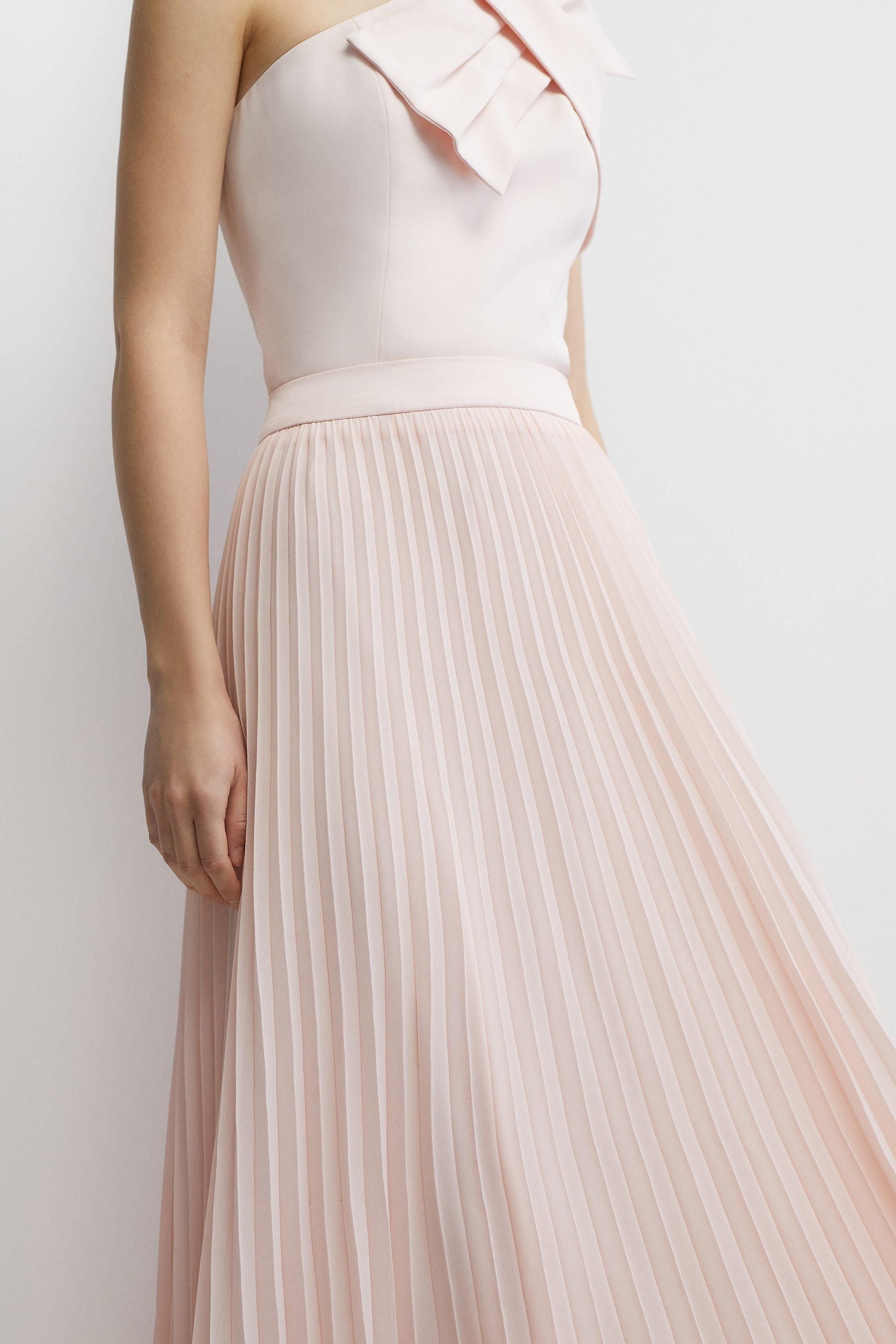 Coast Sunray Pleated Chiffon Bridesmaids Midi Skirt Blush image 2