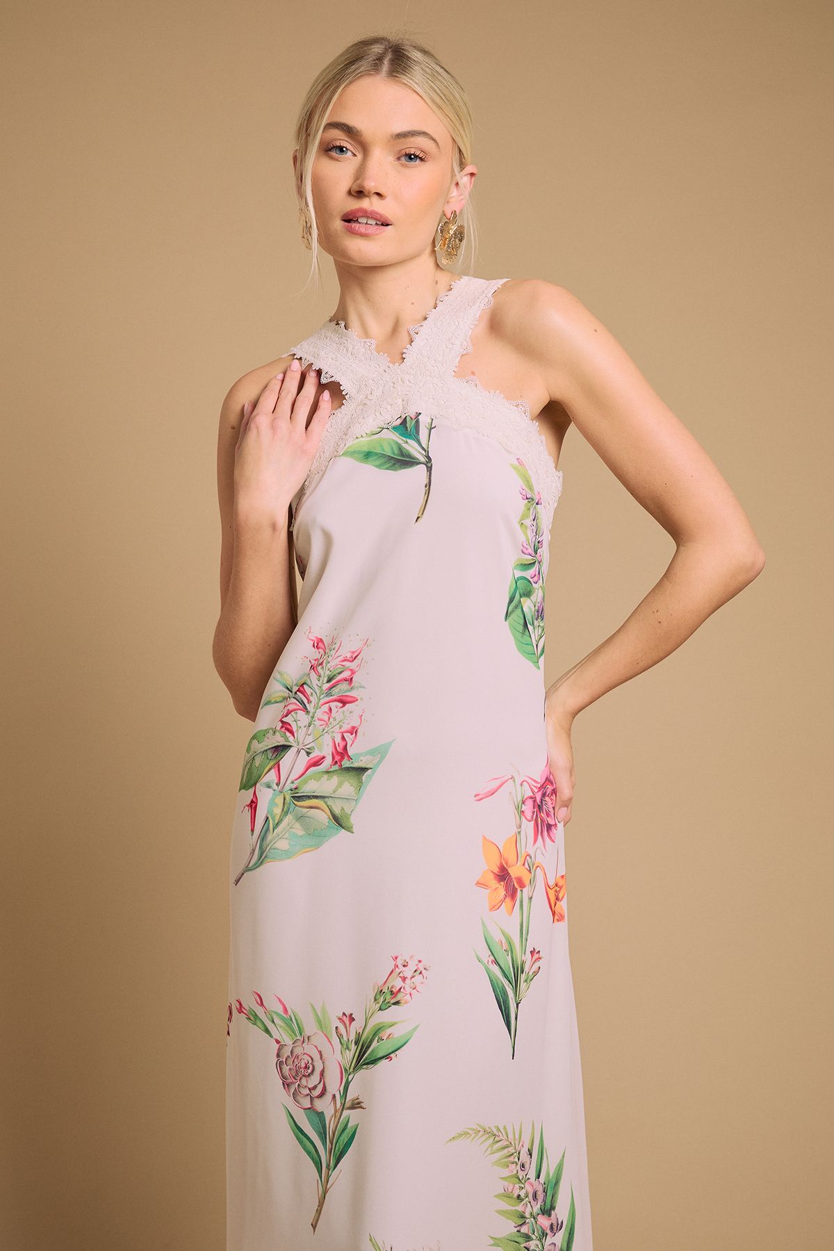 Oasis Halterneck Maxi Dress Ivory image 2