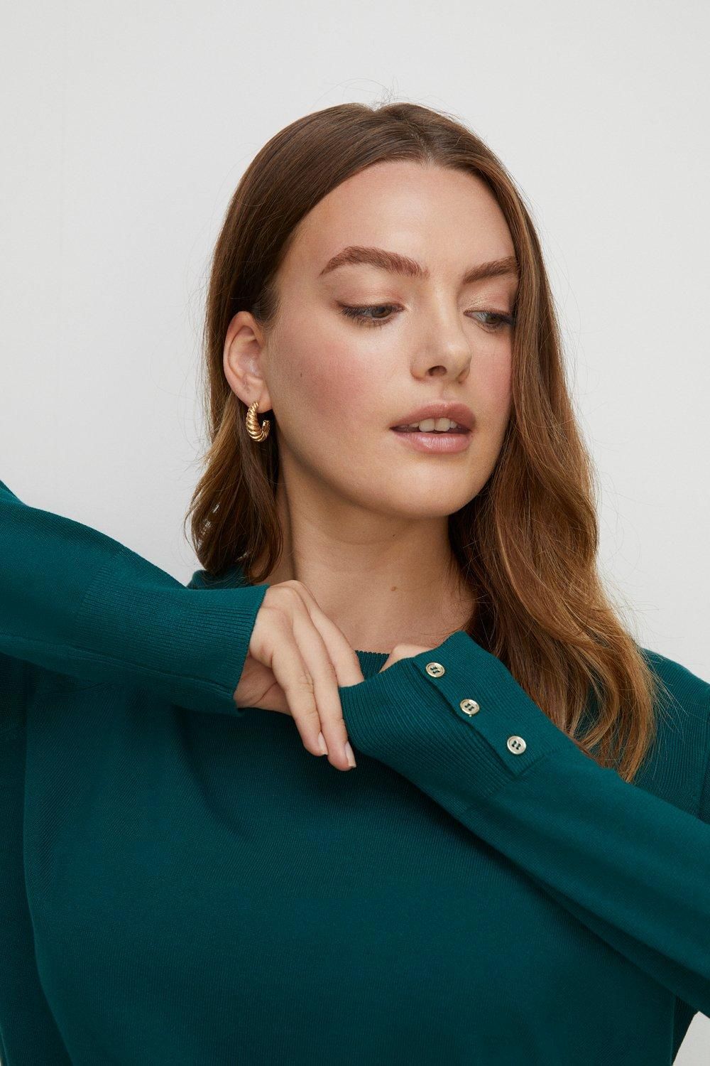 Oasis Plus Size Knitted Crew Jumper Forest image 1