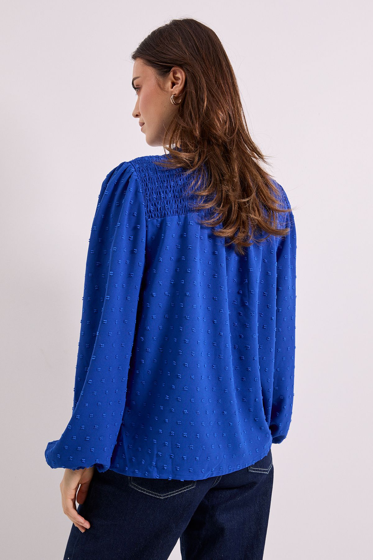 Dorothy Perkins Tie Neck Long Sleeve Blouse Cobalt image 3