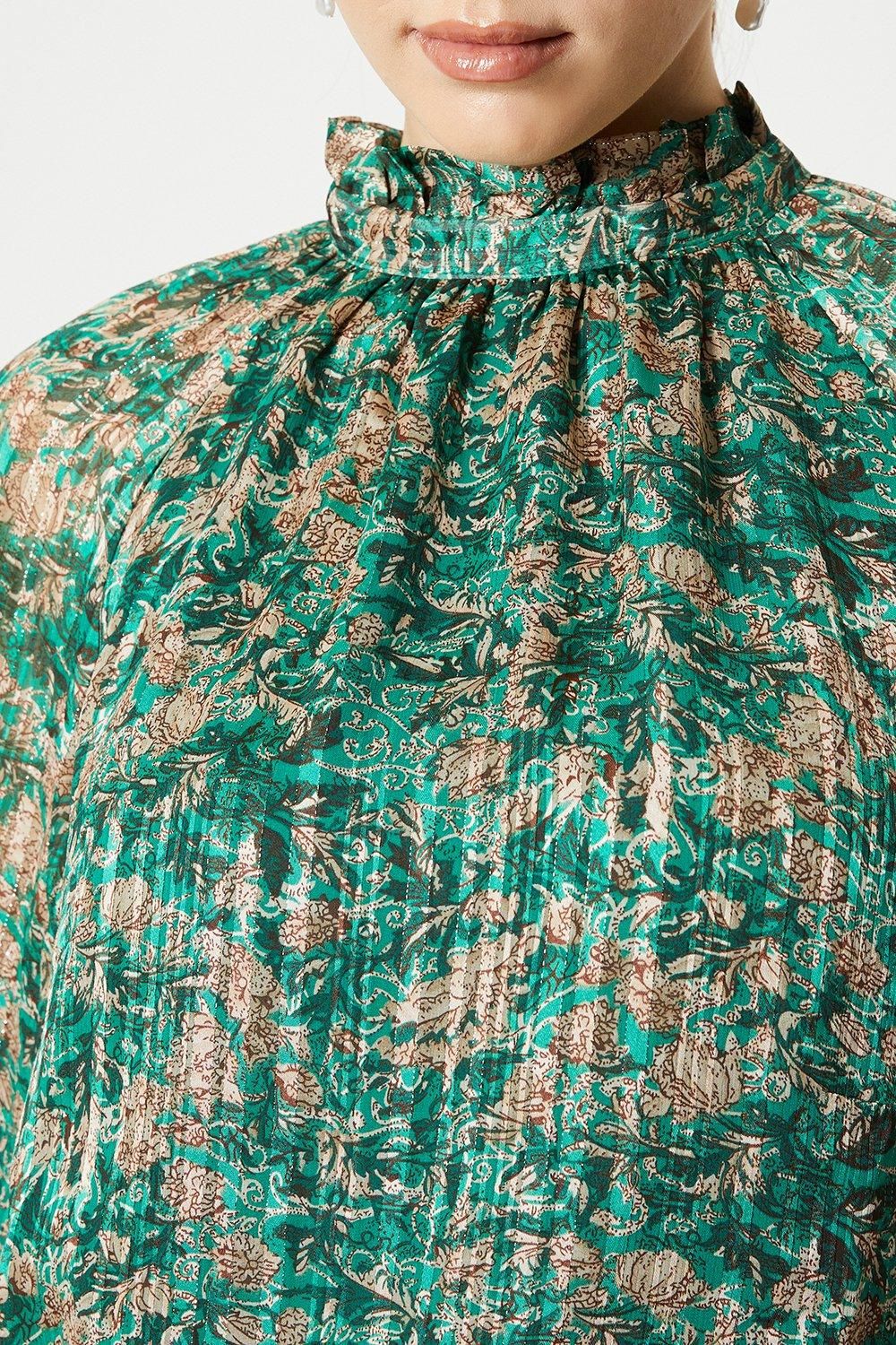 Coast High Neck Open Back Detail Blouse Green image 4