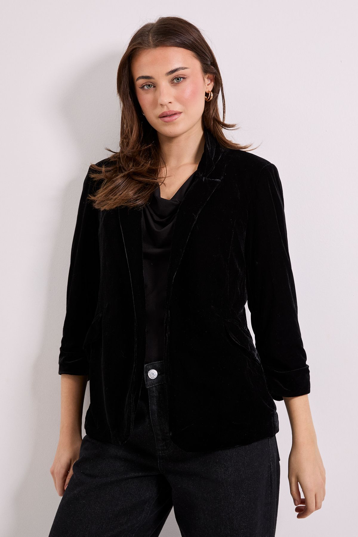 Dorothy Perkins Velvet Blazer Black