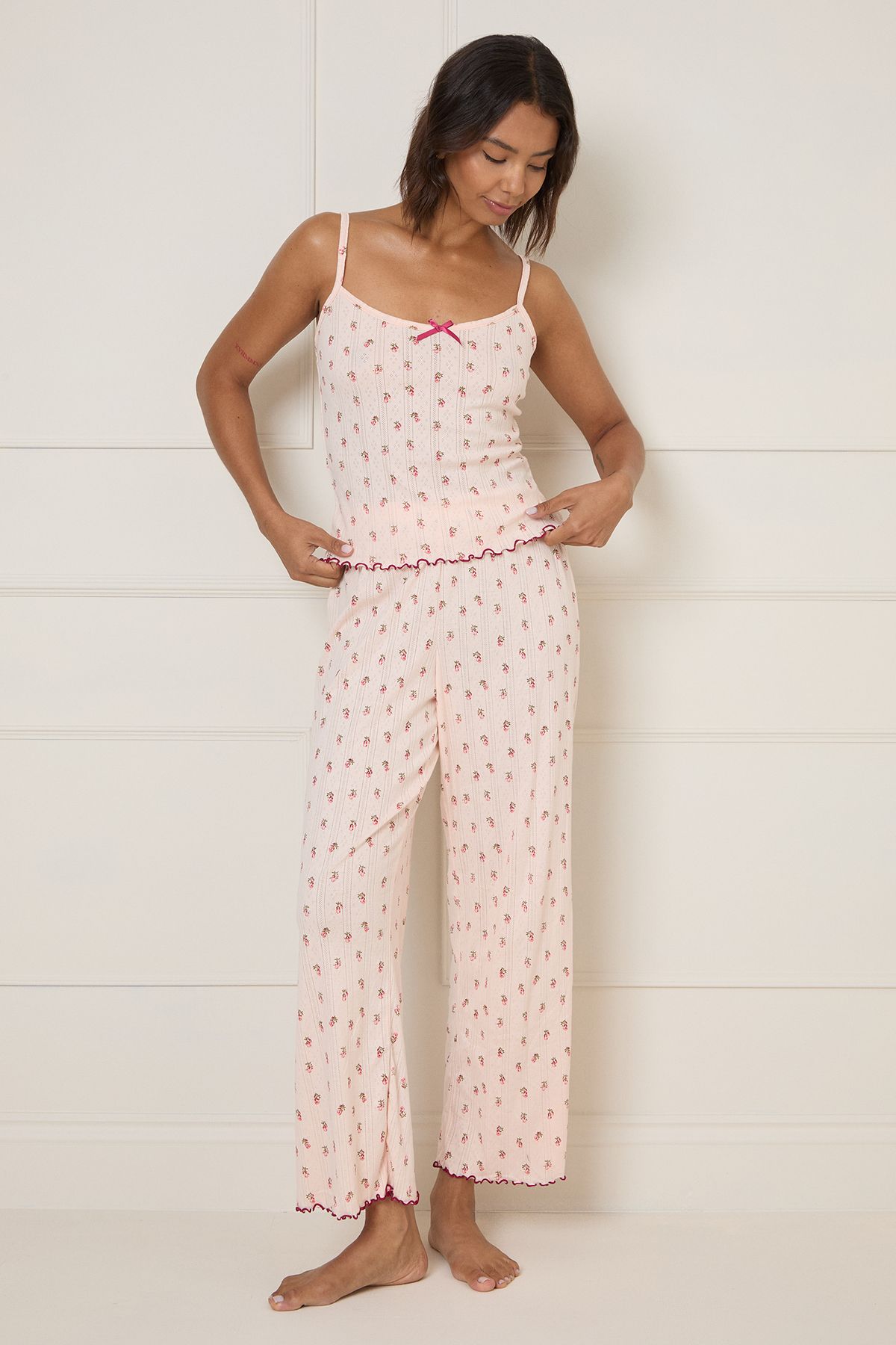 Dorothy Perkins Pointelle Jersey PJ Set Blush image 1