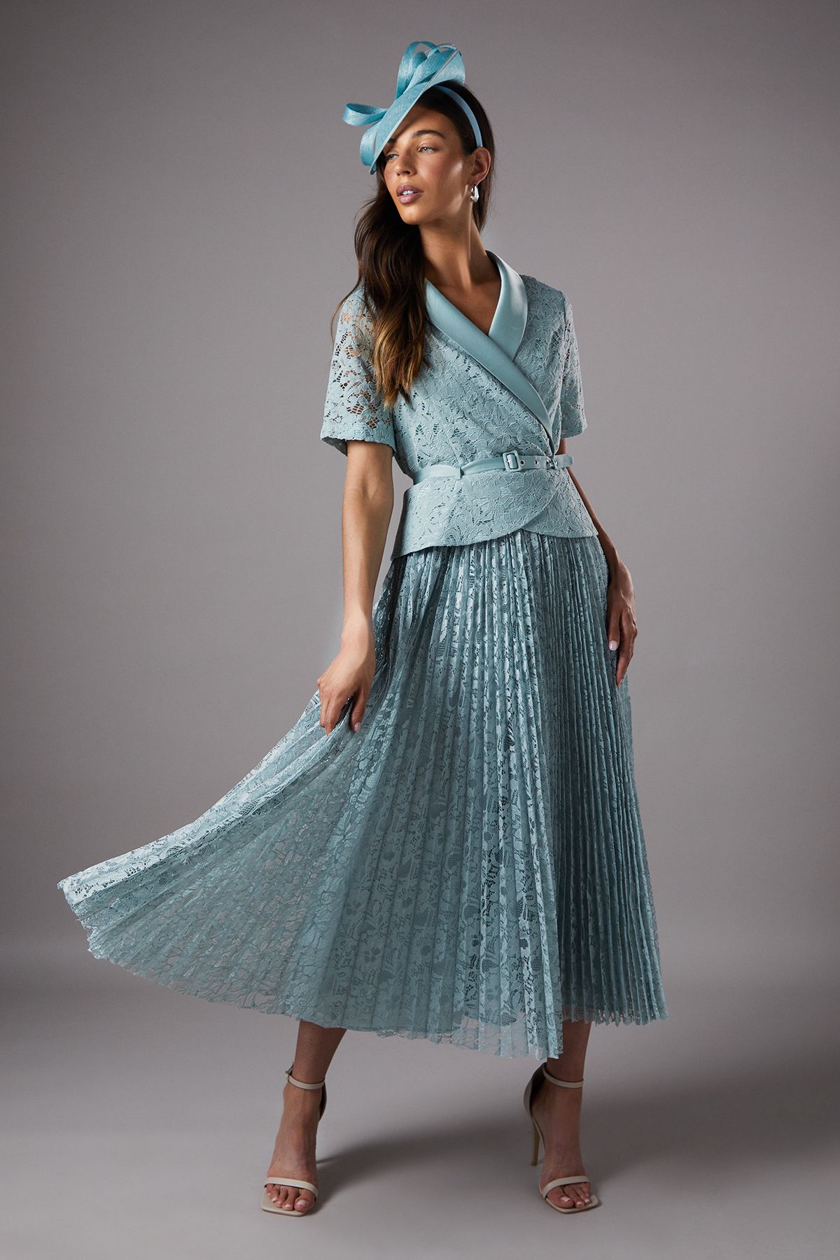 Coast Lace Midi Wrap Top Full Skirt Dress Powder Blue image 1