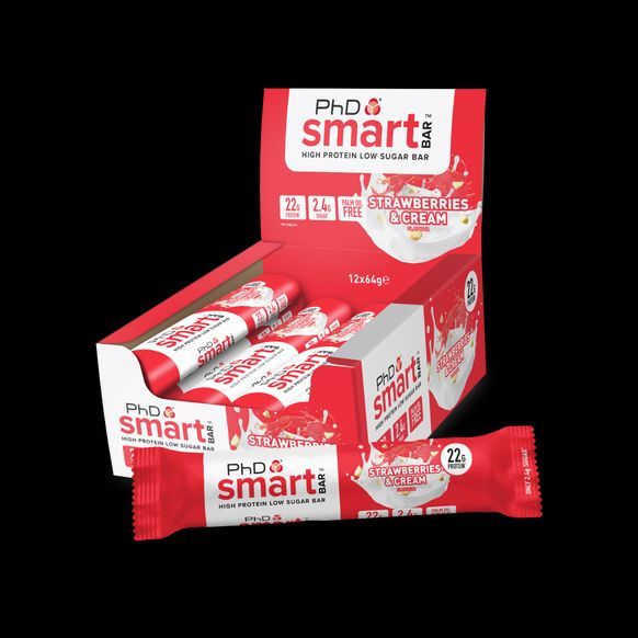 PhD Nutrition Smart Bar HFSS Strawberry & Cream 64g Protein Bar - 12 Pack image 1