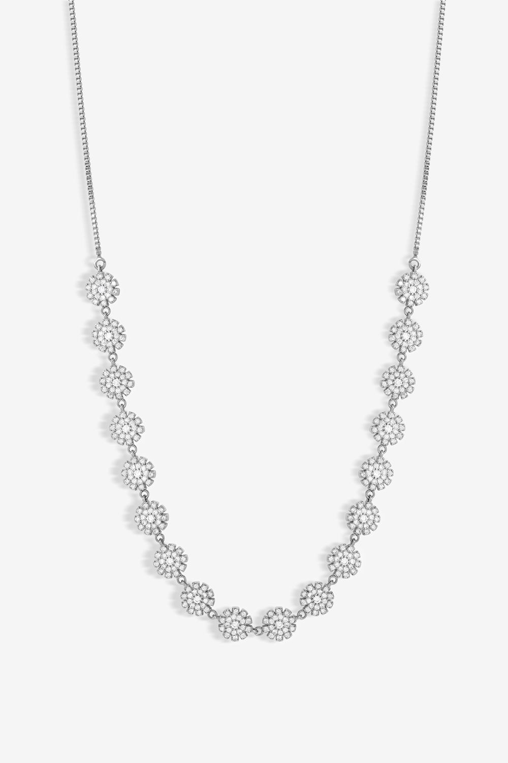 Jon Richard Rhodium Plated Cubic Mini Flower Adjustable Necklace image 1