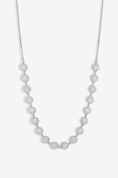 Jon Richard Rhodium Plated Cubic Mini Flower Adjustable Necklace