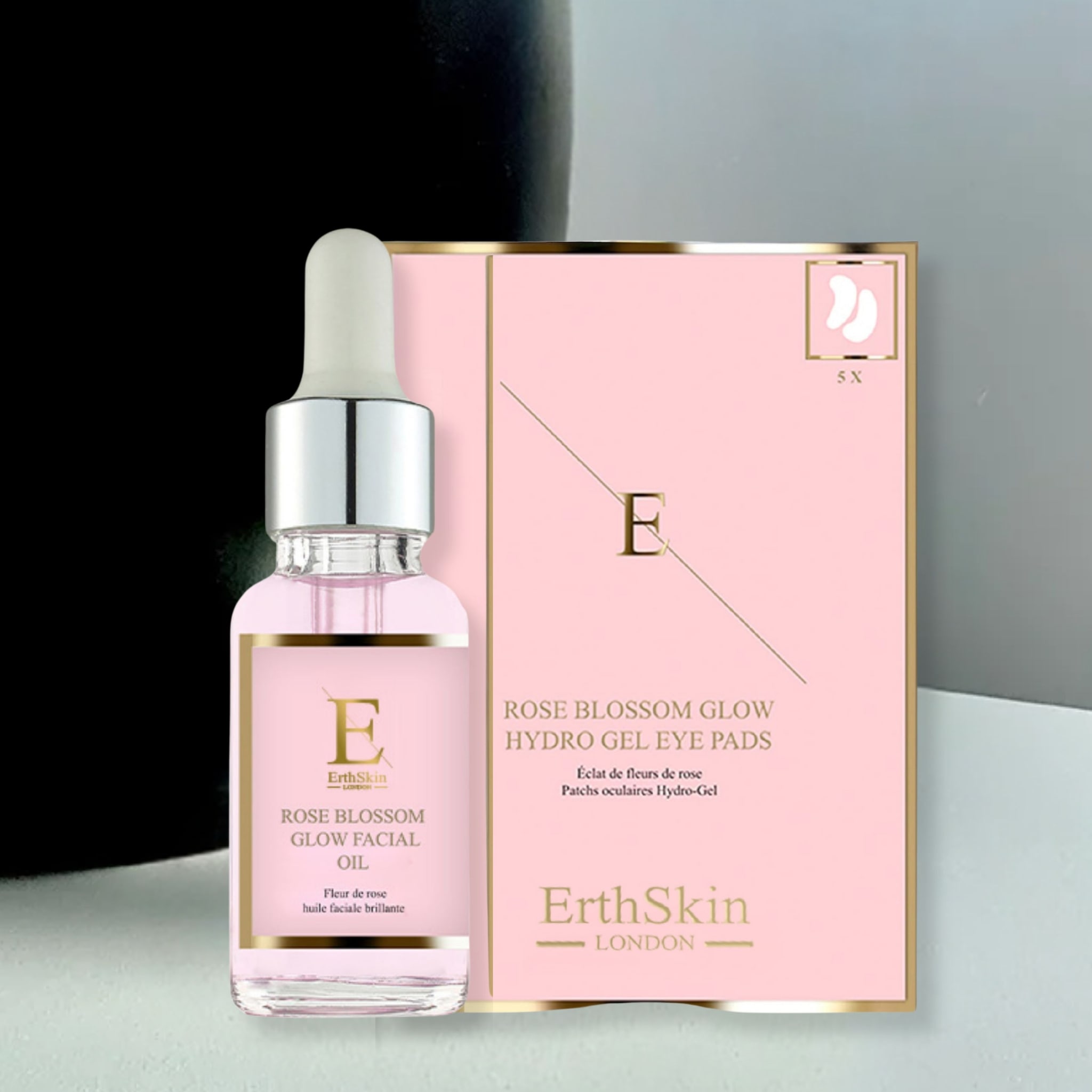 Erth Skin London Rose Glow Revival Set: Facial Oil 30ml + Rose Hydro-Gel Eye Pads image 3