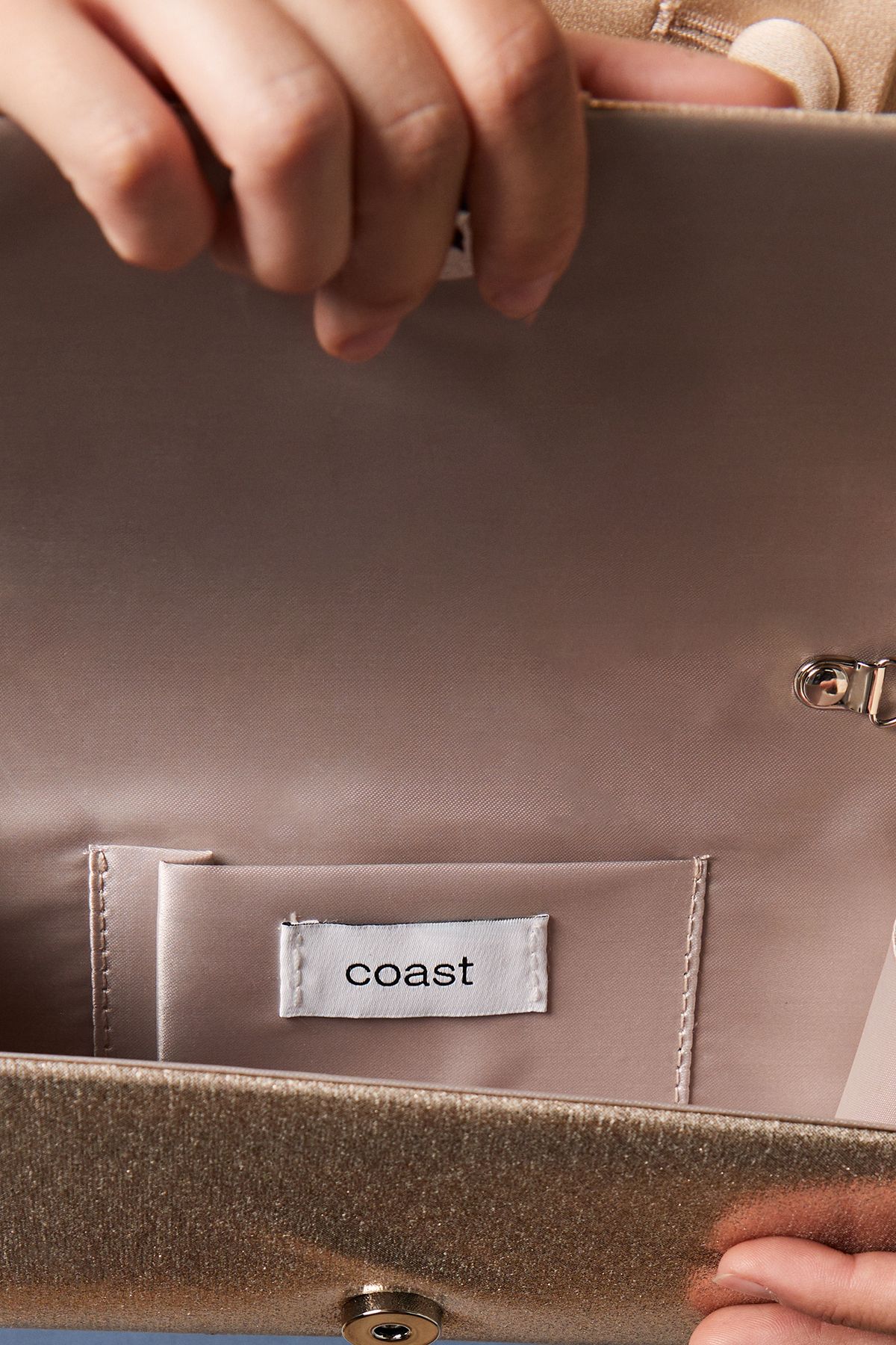 Coast Dream Satin Large Diamante Bow Clutch Bag Champagne image 4