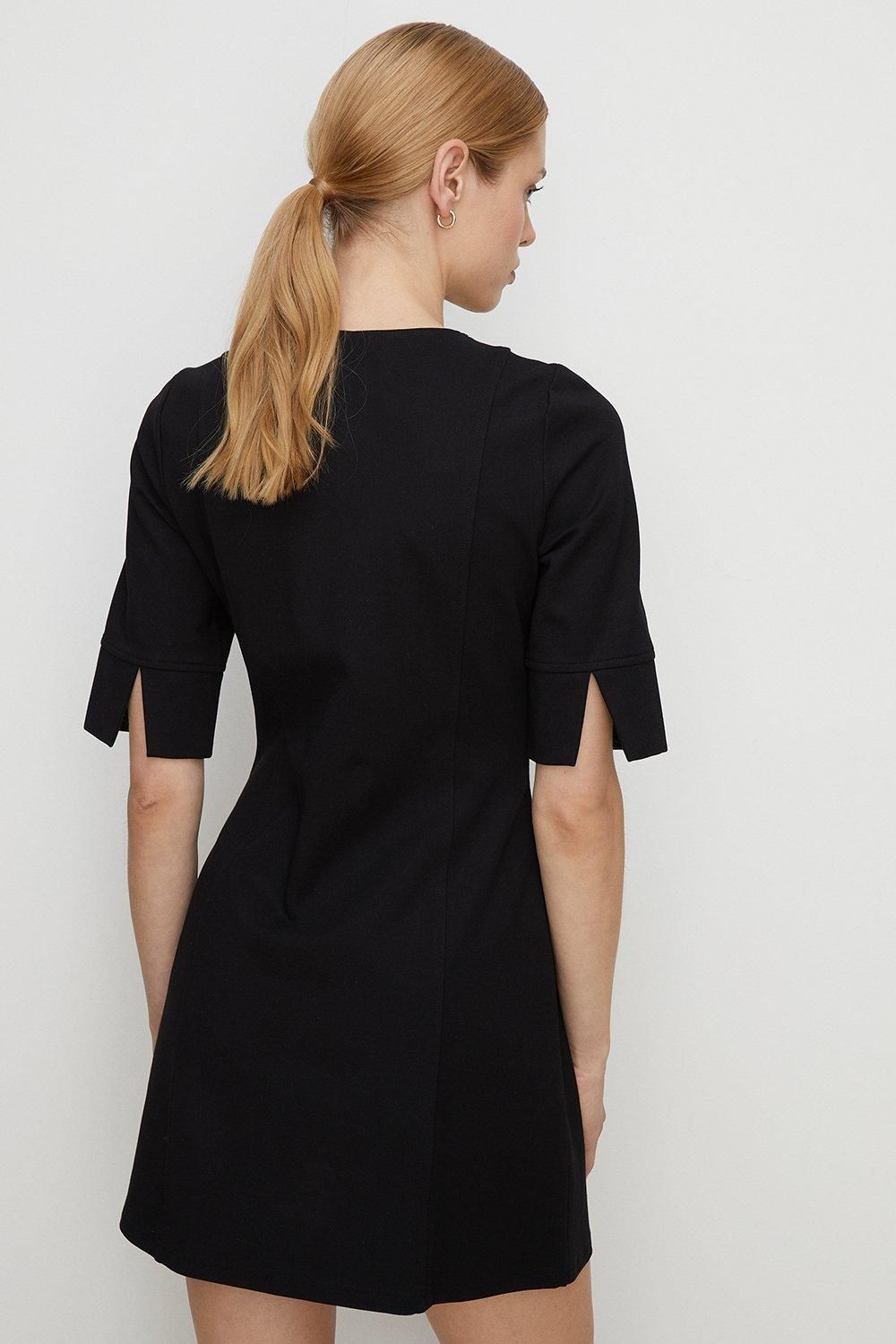 Oasis Premium Ponte Top Stitch Detail Dress Black image 3