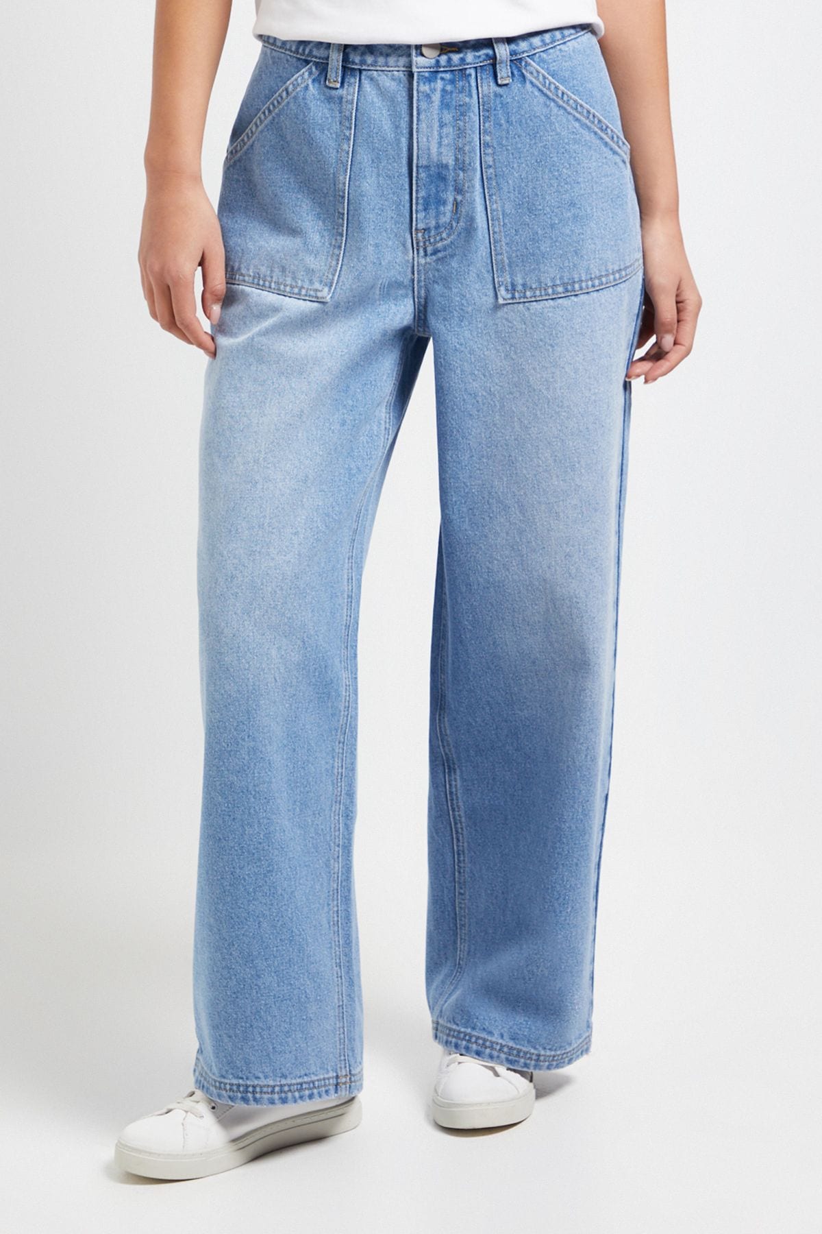 Dorothy Perkins Petite Wide Leg High Waist Denim Jeans Light Wash image 2