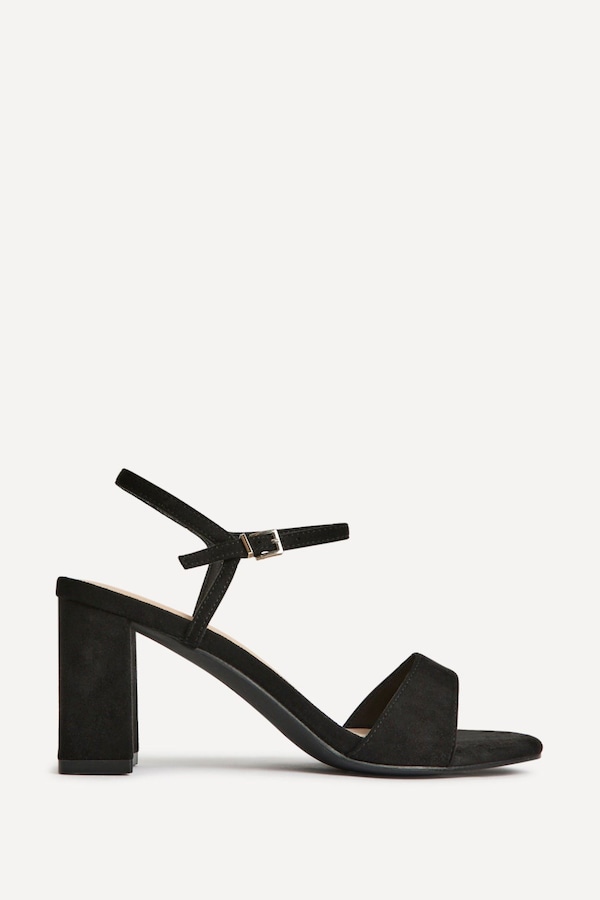 Linzi Reveal Black Faux Suede Block Heeled Sandals