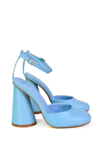XY London 'Ekin' Ankle Strap Statement Cylinder Block Heel