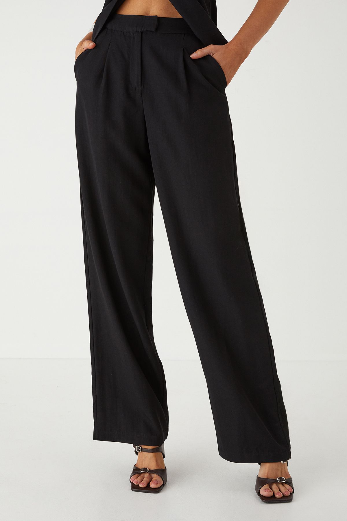 MissPap Twill Wide Leg Tailored Trouser Black image 2