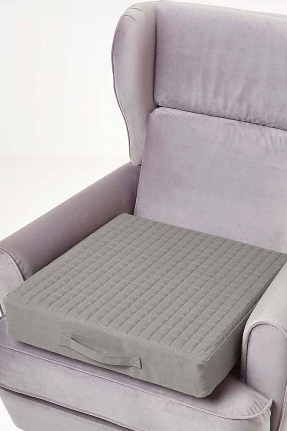 Homescapes Quilted Cotton Armchair Booster Cushion Cover image 2