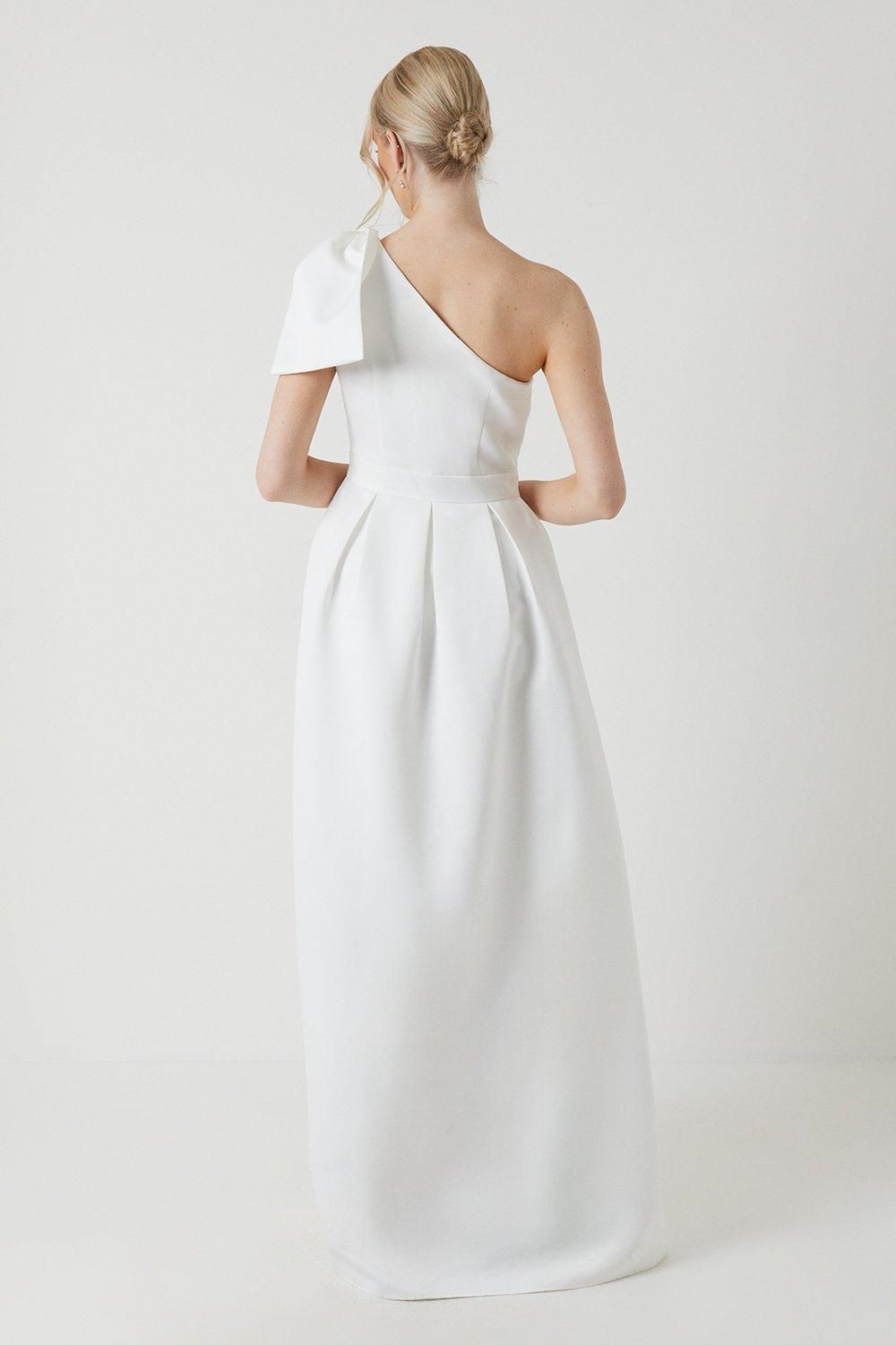 Coast Bow One Shoulder Full Skirted Wedding Dress Ivory image 3