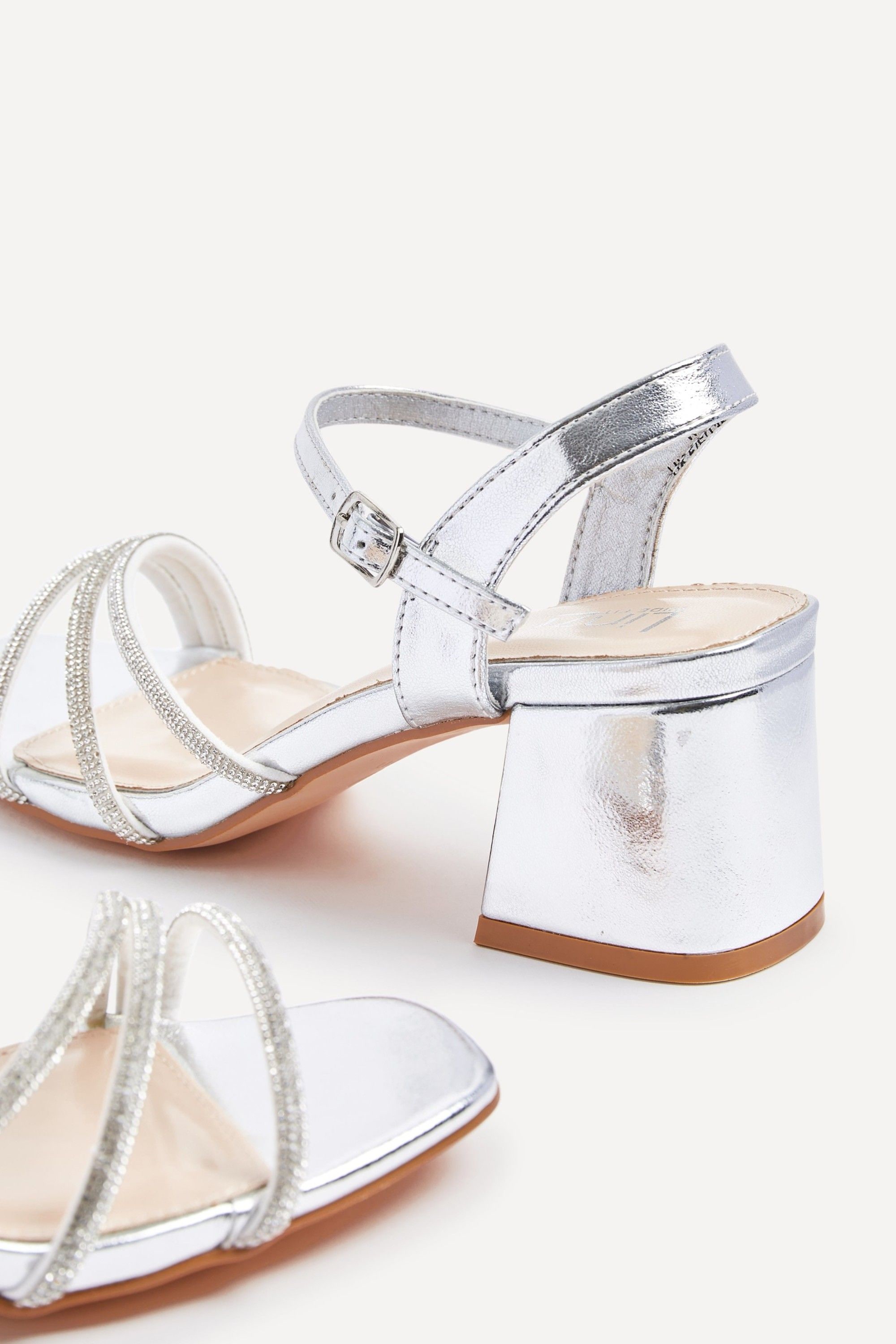 Linzi Mariah Wide Fit Silver Faux Leather Open Back Heel image 4