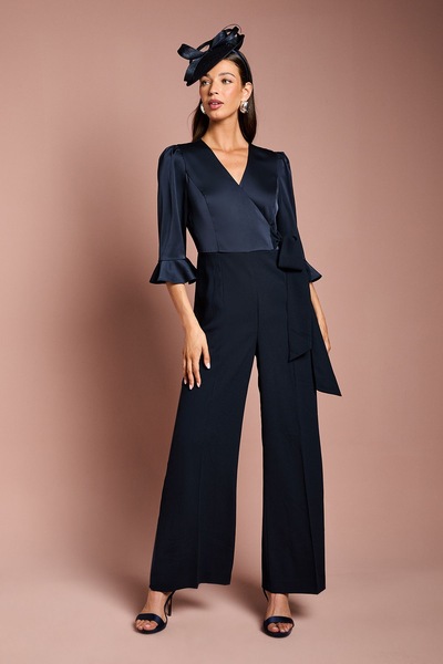 Coast Wrap Top Tie Side Jumpsuit Navy