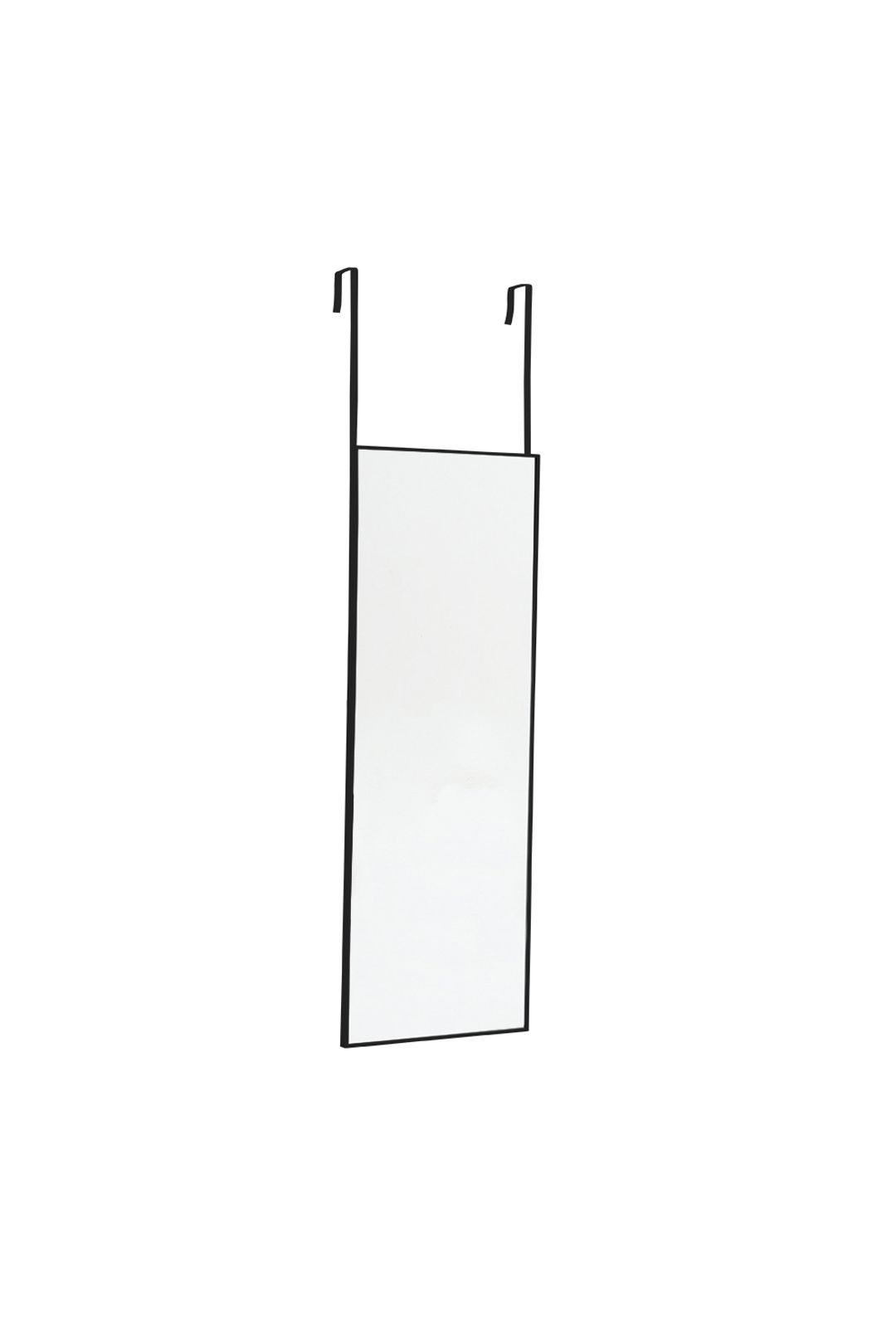 Living and Home 28x78cm Black Metal Frame Wall-Mounted Mirror with Hooks & for Door, Bedroom & Dorm Use image 3