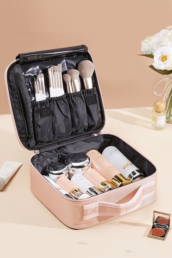 Living and Home Travel Makeup Storage Cosmetic Toiletry Wash Bag with Brush Compartment