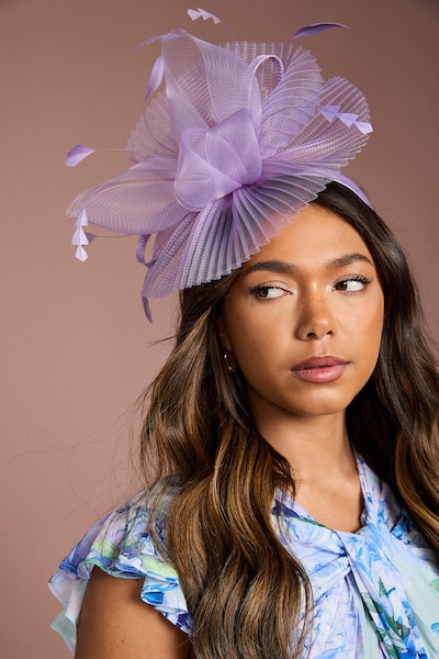 Coast Pleated Loop and Feather Fascinator Lilac
