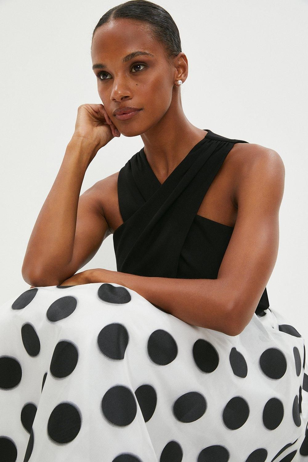 Coast 2 In 1jacquard Spot Skirt Dress Mono image 2