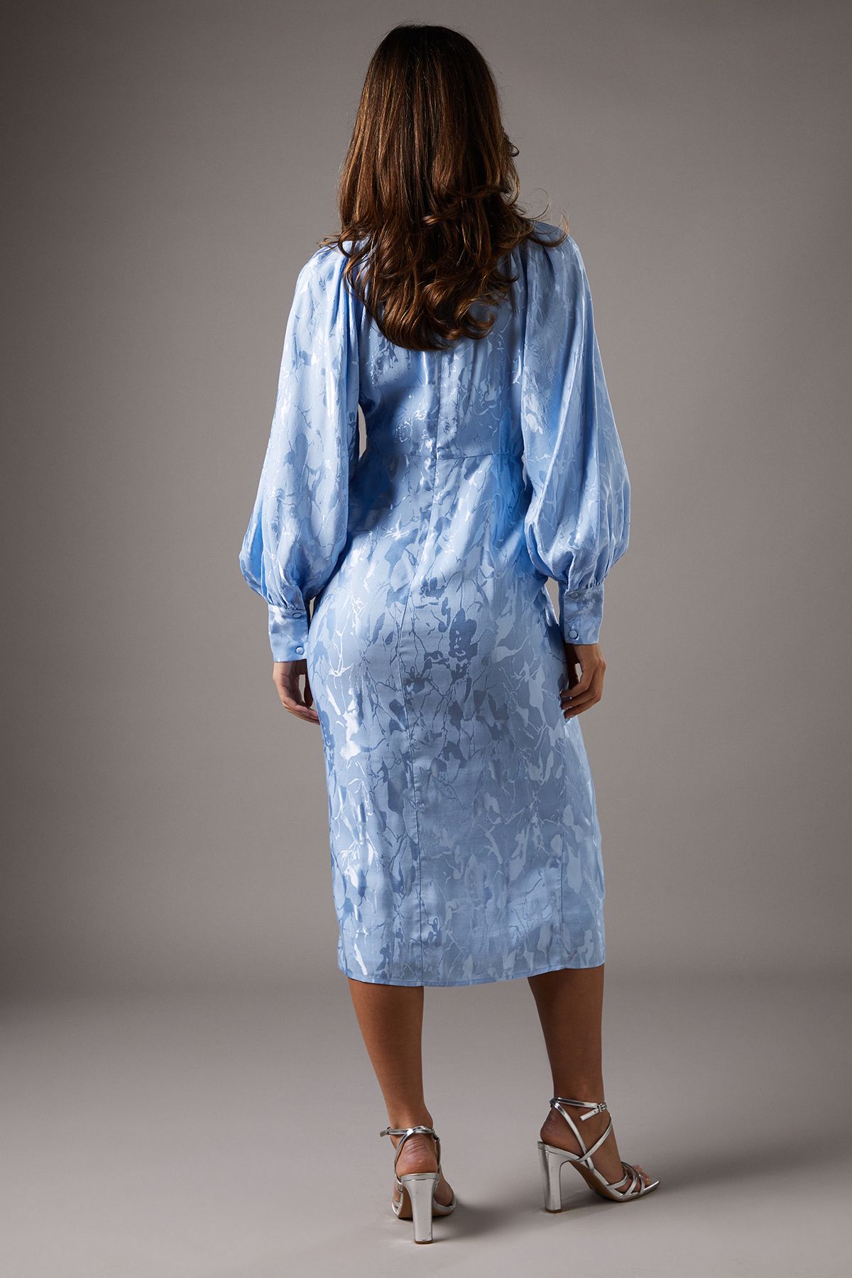 Coast Jacquard Ruched Dress Blue image 3