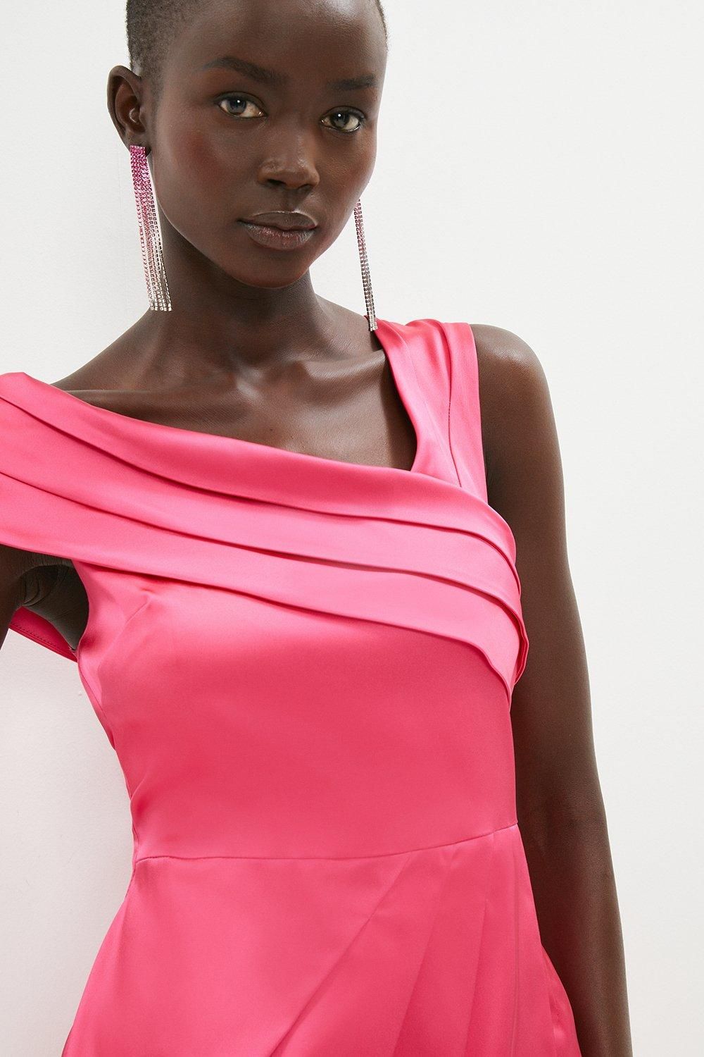 Coast Premium Italian Fabric One Shoulder Pencil Dress Hot Pink image 2