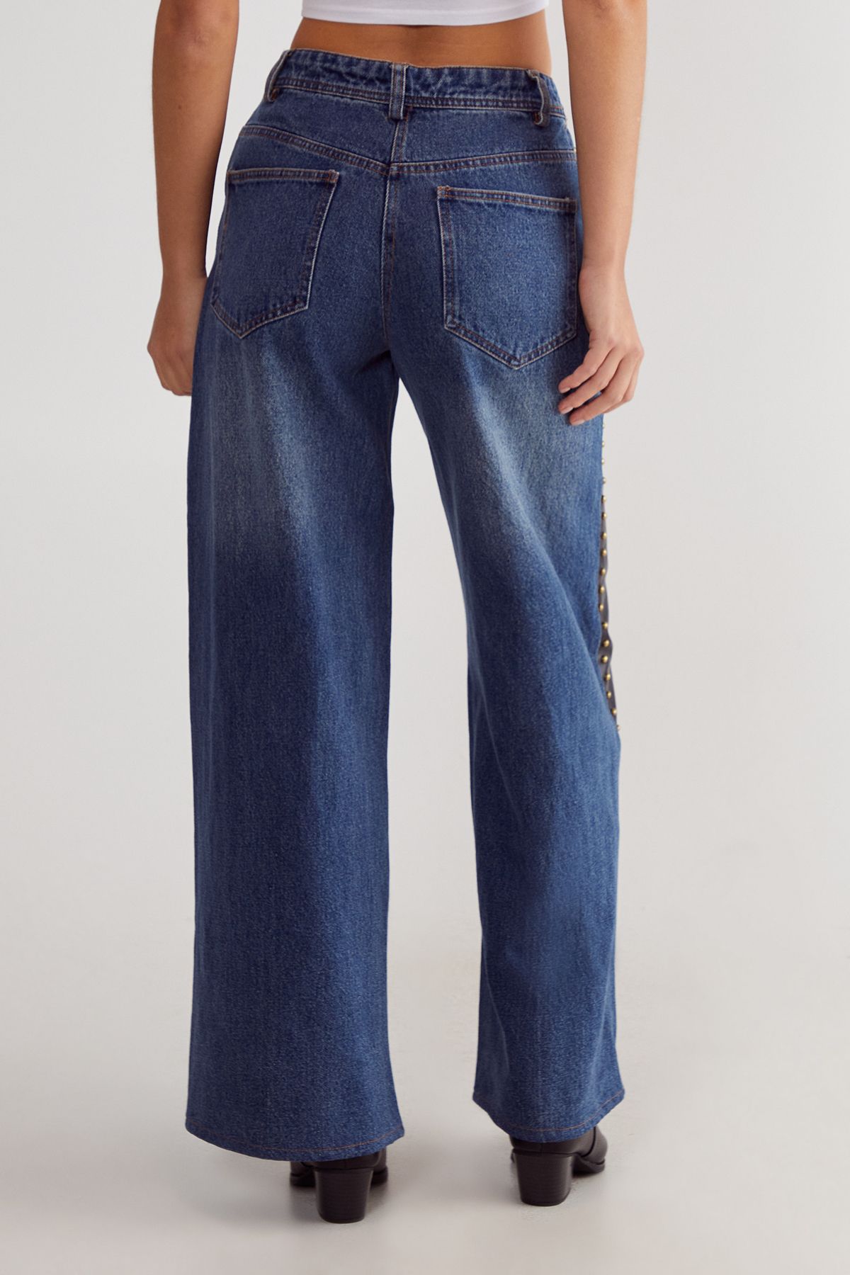 NastyGal Denim Pu Mix Chaps Dark Wash image 4