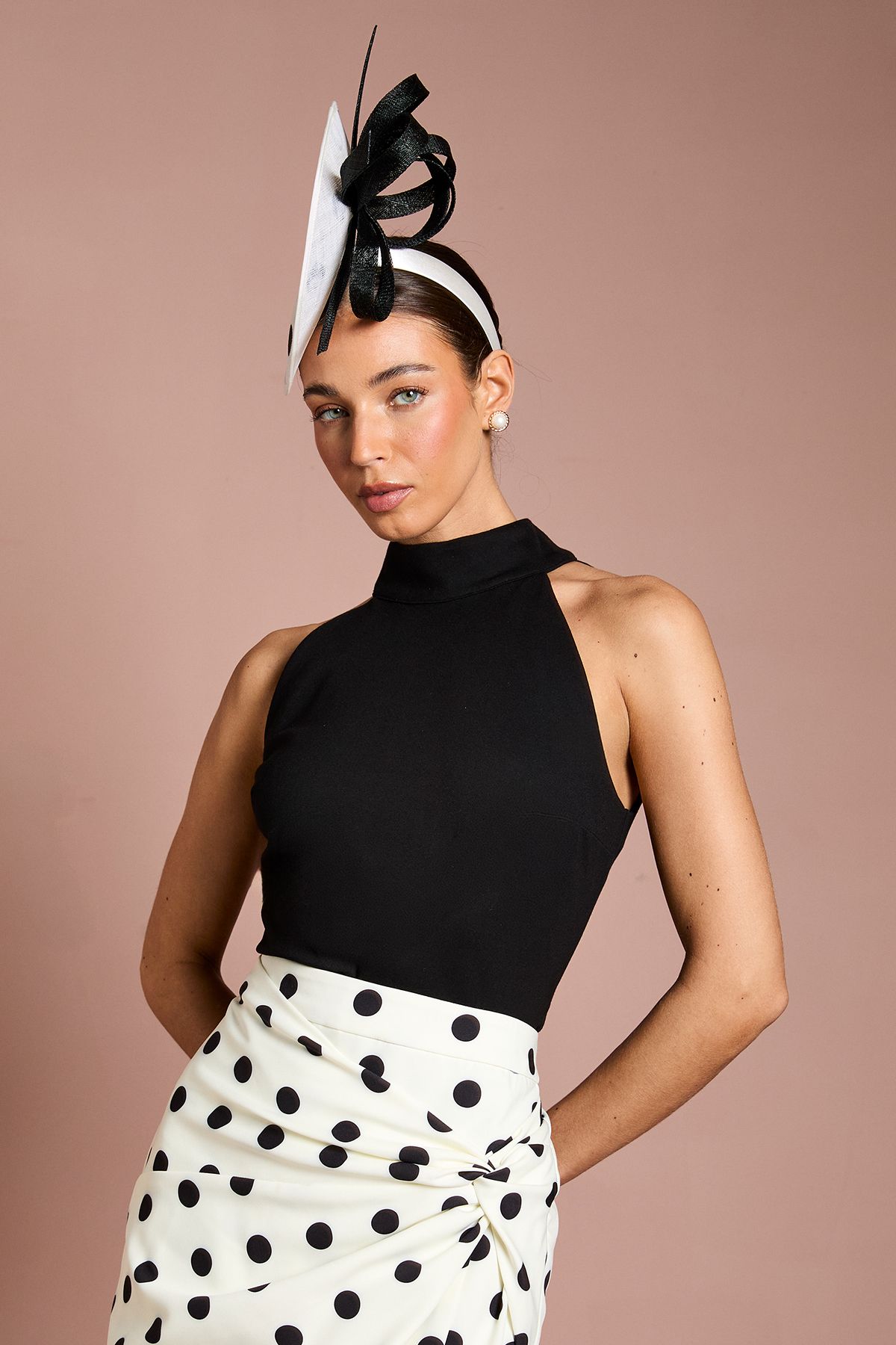 Coast Lisa Tan Ponte Halter Neck Top With Organza Ties Black