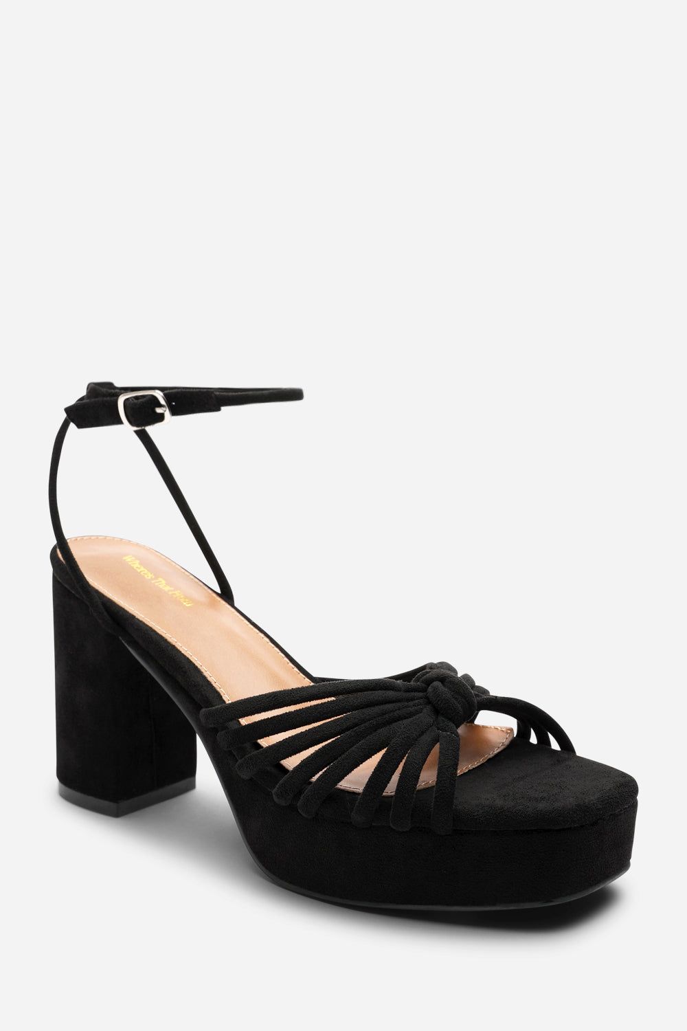 Where's That From 'Delphine' Wide Fit Suede Platform Heels with Twisted Knot Straps image 4